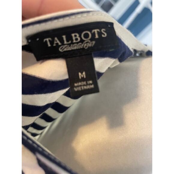 Talbots Women Size Medium Sleeveless Top w/ Tie Waist Black & White - Picture 4 of 5